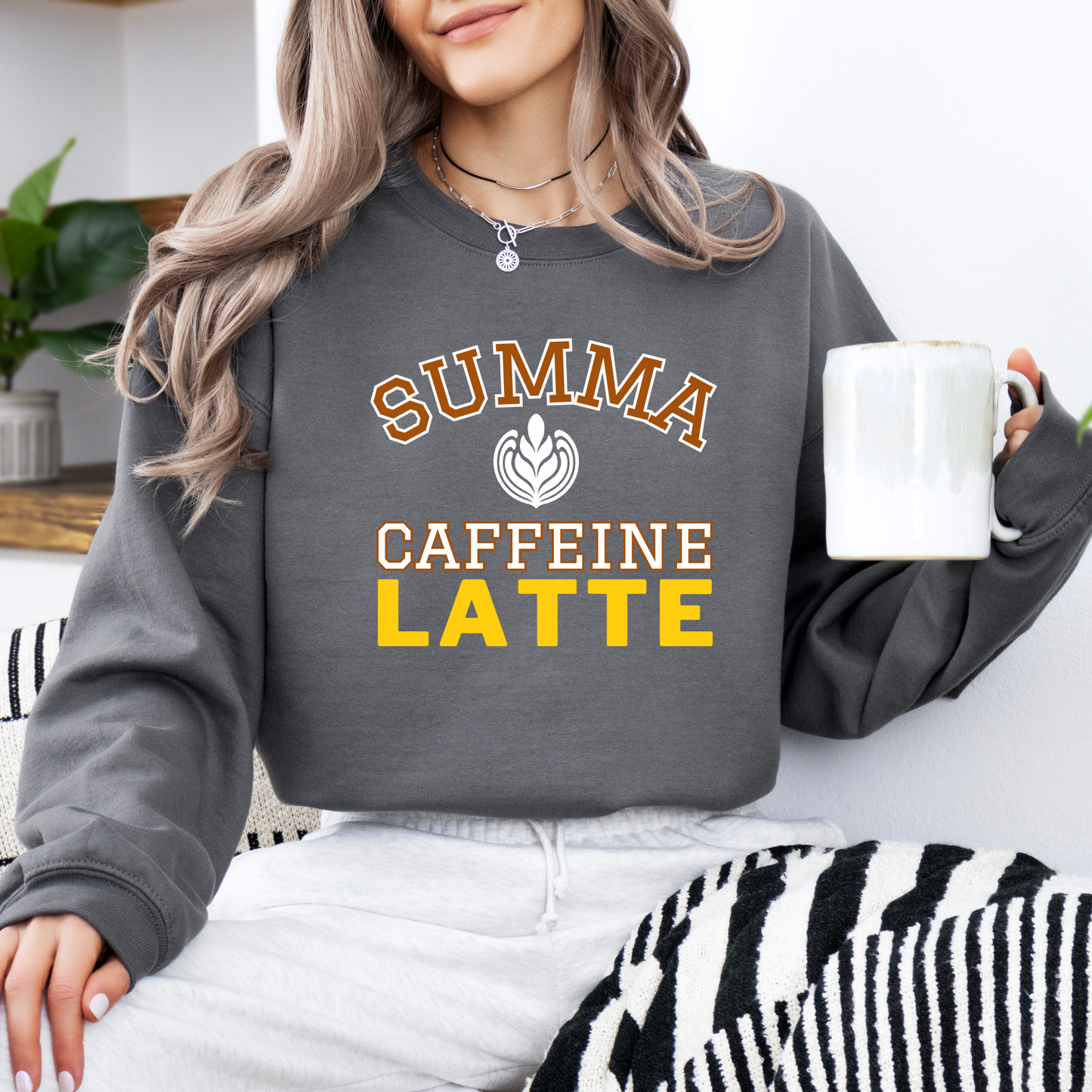 Caffeine Latte Sweatshirt Student-Alumni Sweatshirt