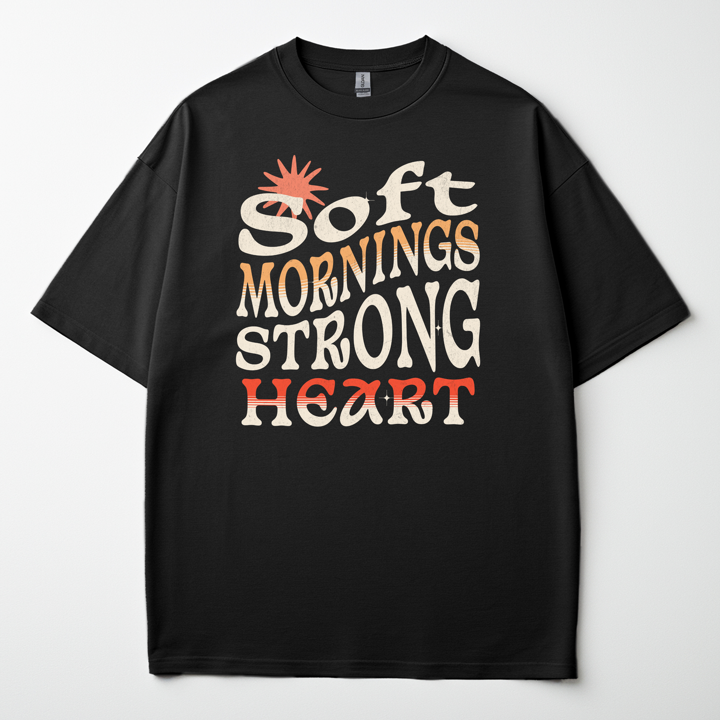 Soft Mornings Strong Heart T-Shirt – Pastel Wellness Shirt for Women, Inspirational Tee