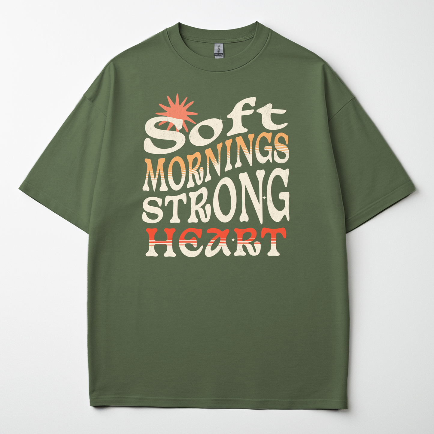 Soft Mornings Strong Heart T-Shirt – Pastel Wellness Shirt for Women, Inspirational Tee