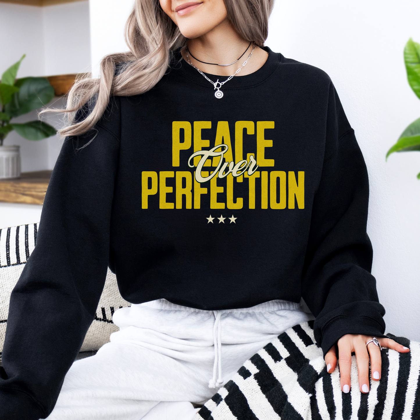 Peace Over Perfection Minimalist Mental Health Sweatshirt