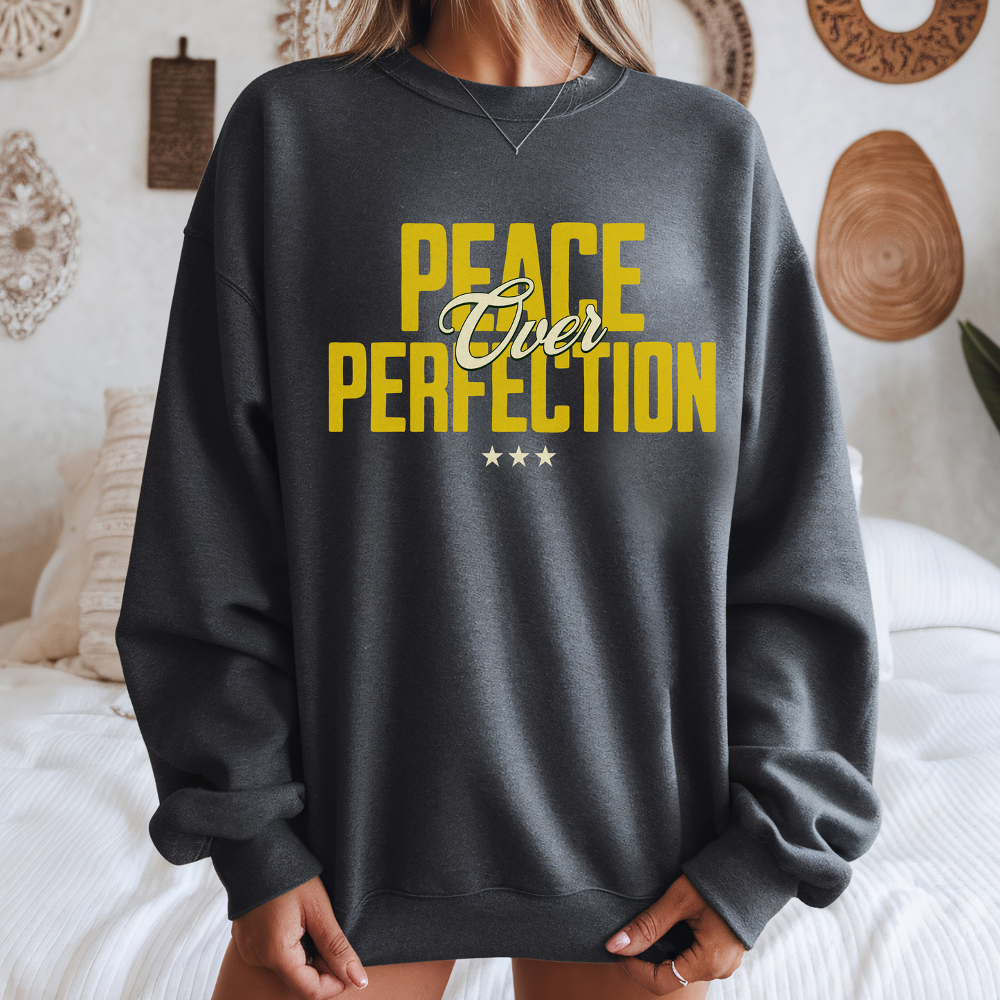 Peace Over Perfection Minimalist Mental Health Sweatshirt