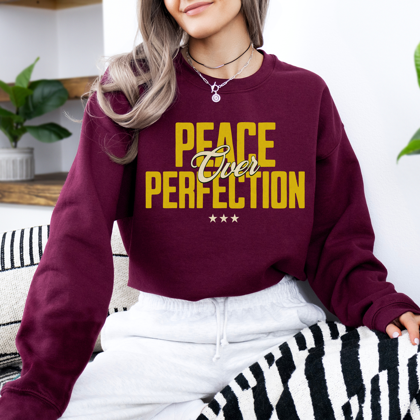 Peace Over Perfection Minimalist Mental Health Sweatshirt