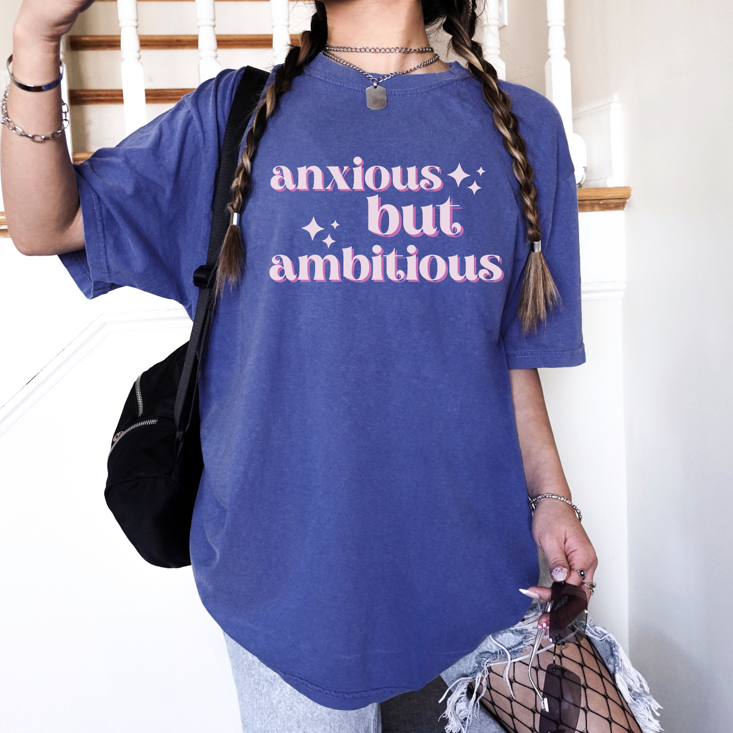 Anxious But Ambitious Retro Mental Health Humor Tee